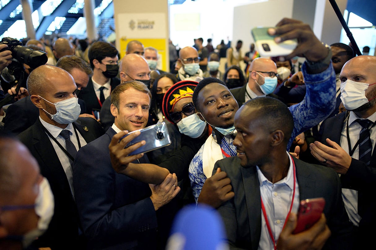 Le président français Emmanuel Macron lors du sommet Afrique-France de Montpellier, le 8 octobre 2021. © DANIEL COLE/EPA/MAXPPP