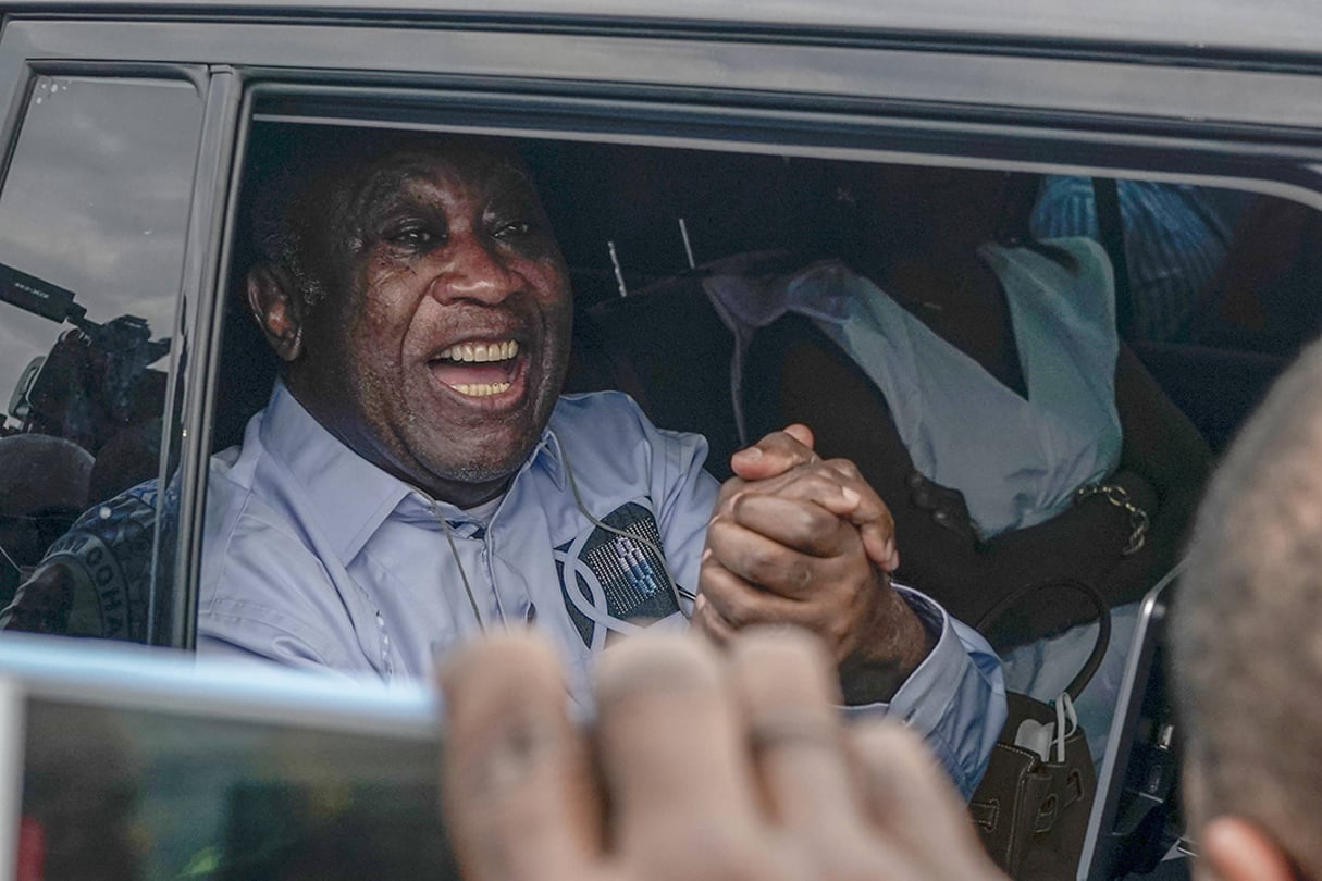 Laurent Gbagbo, lors de son retour à Abidjan, le 17 juin. © Leo Correa/AP/SIPA