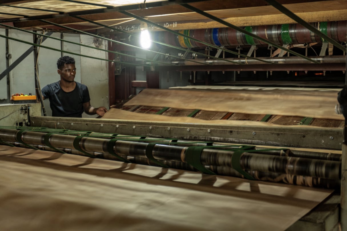 L’indien Greenply, l’un des plus importants fabricants de feuilles de placage du Gabon, est implanté depuis 2016 dans la Zone économique spéciale de Nkok (GSEZ). © Jacques Torregano pour JA