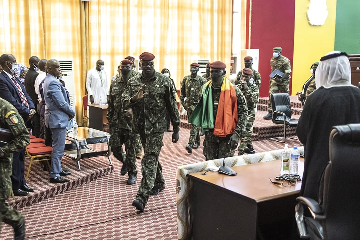 Le colonel Mamadi Doumbouya au Palais du peuple, à Conakry, le 14 septembre 2021 © JOHN WESSELS/AFP