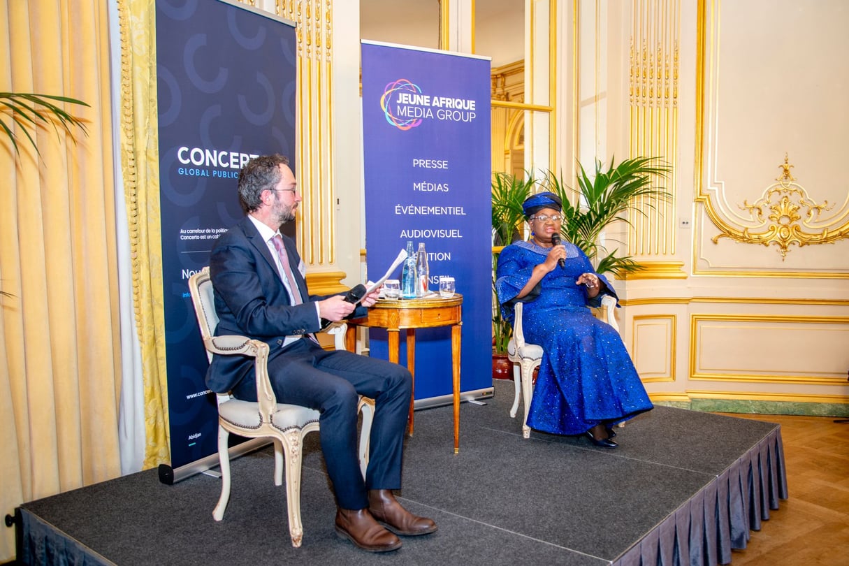 Ngozi Okonjo-Iweala (OMC), à Paris le 28 janvier 2022, lors de l’évènement organisé par Jeune Afrique, The Africa Report et Concerto.