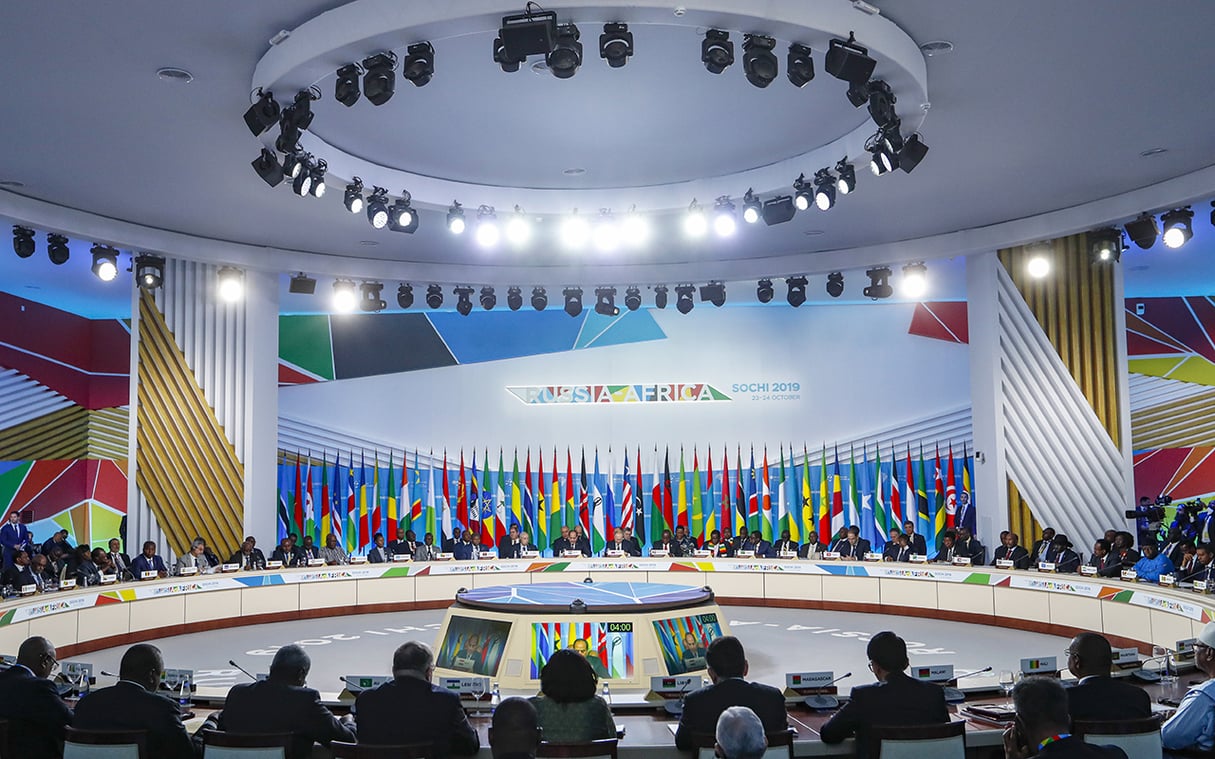 Session pleinière lors du sommet Russie-Afrique à Sochi (Russie), le 24 octobre 2019.. &copy; Sergei Chirikov/AP/SIPA