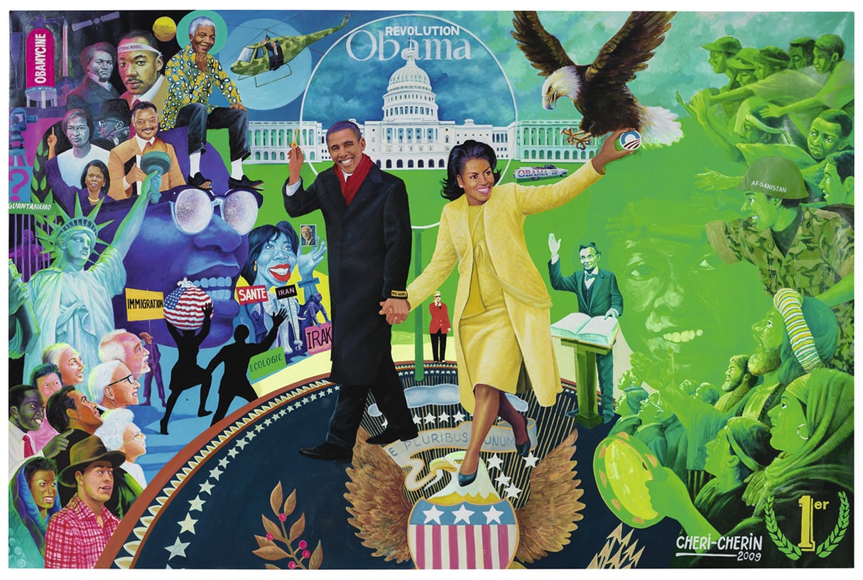 « Revolution Obama » du Congolais Chéri Chérin, (2009), acrylique et huile sur toile, (200 cm X 300 cm). &copy; Cheri Cherin