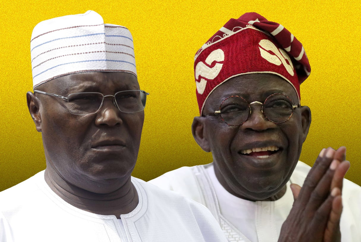 Atiku Abubakar et Bola Ahmed Tinubu, les deux candidats en lice pour la présidence du Nigeria. &copy; MONTAGE JA : Sunday Alamba/AP/SIPA ; KOLA SULAIMON/AFP
