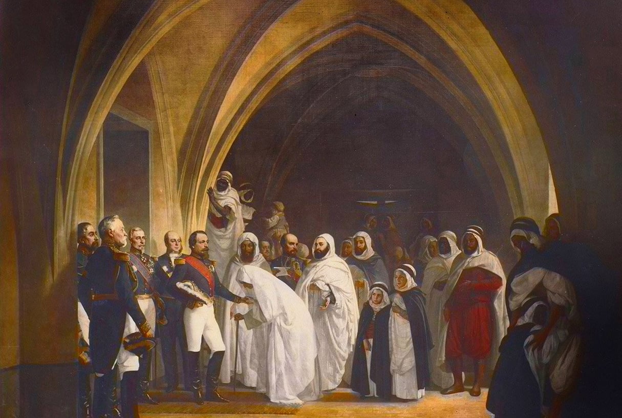 Le prince Louis Napoléon annonçant à l'émir Abdelkader la fin de sa captivité, au château d'Amboise, le 16 octobre 1852. &copy; Stefano Bianchetti/Bridgeman Images