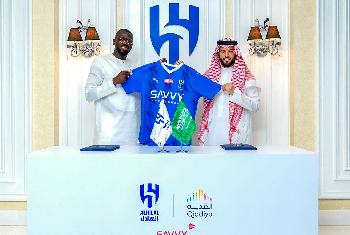 Le capitaine des Lions de la Teranga Kalidou Koulibaly a signé pour trois ans au club d'Al-Hilal. Ici à Riyad, le 25 juin 2023. &copy; Saudi Pro League/AFP