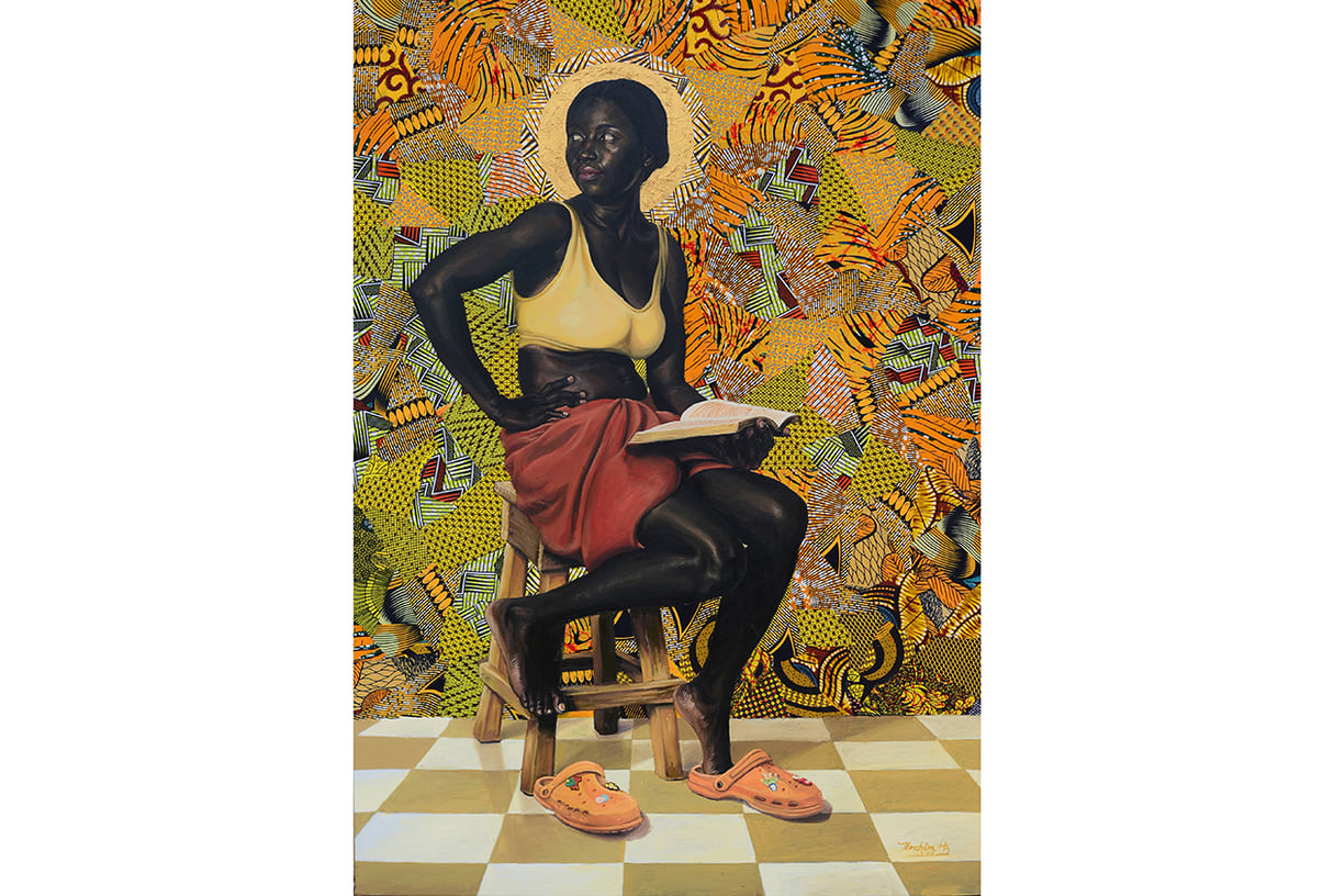 « Madonna in Thought », une huile sur toile du Nigérian Ibrahim Bamidele, 2023. &copy; Ibrahim Bamidele/Courtesy TAAH