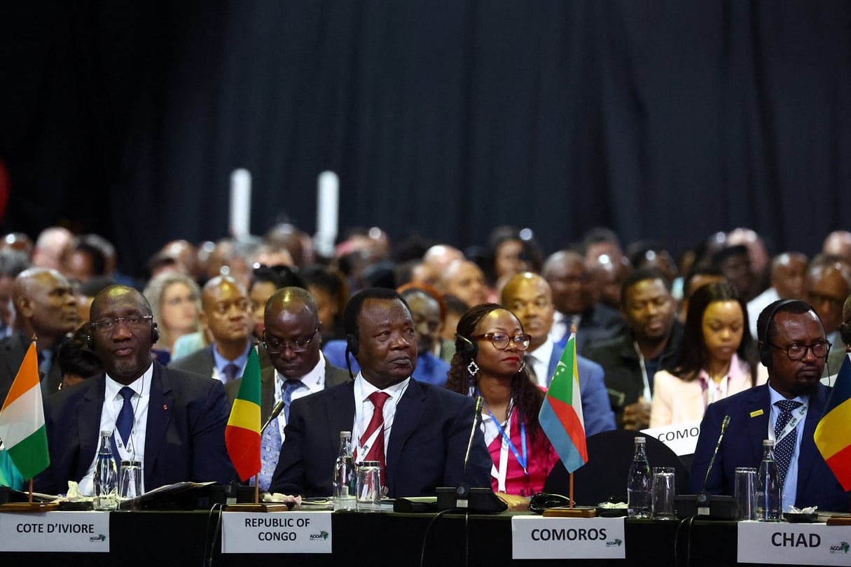 Des délégués assistent à l’ouverture du forum commercial États-Unis-Afrique subsaharienne sur l’avenir de la loi sur la croissance et les possibilités économiques en Afrique (Agoa) à Johannesburg, le 3 novembre 2023. © SIPHIWE SIBEKO/REUTERS