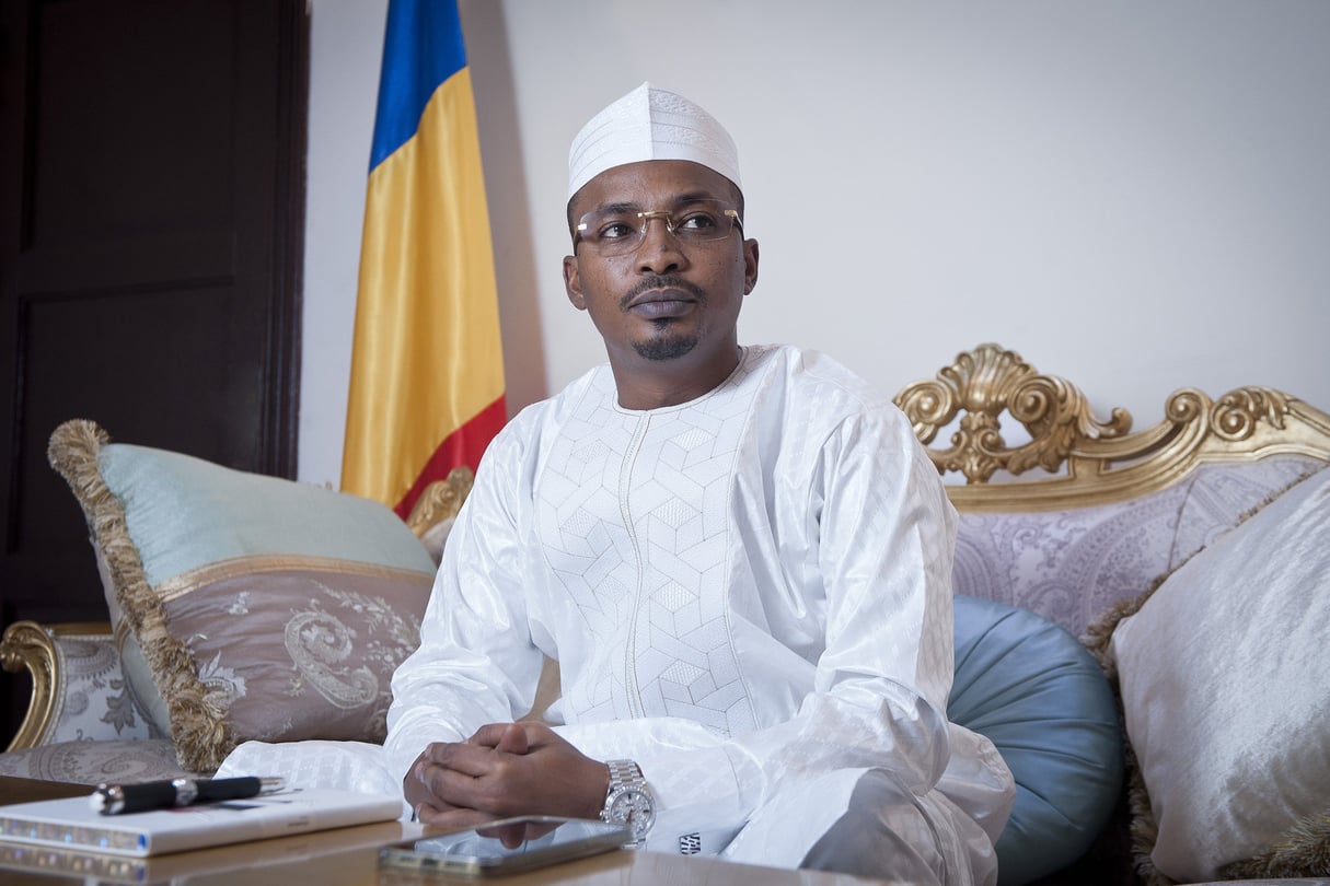 Le président tchadien de la transition, Mahamat Idriss Déby, à N’Djamena, le 12 juin 2021. © Vincent Fournier pour JA