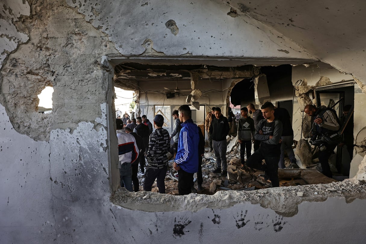 Une maison après un raid israélien dans la ville de Jénine, en Cisjordanie occupée, le 29 novembre 2023. © Zain JAAFAR / AFP