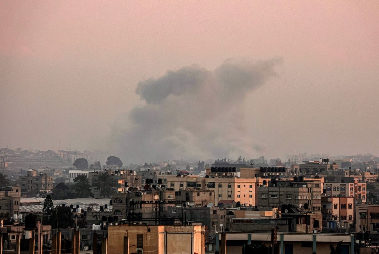 Bombardement israélien sur Khan Younès, le 23 janvier 2024. © AFP