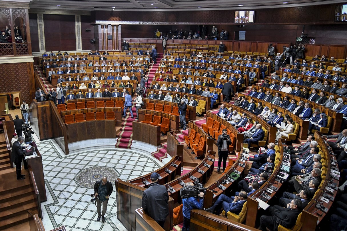 Session parlementaire conjointe des deux Chambres, à Rabat, le 23 janvier 2023. © AFP