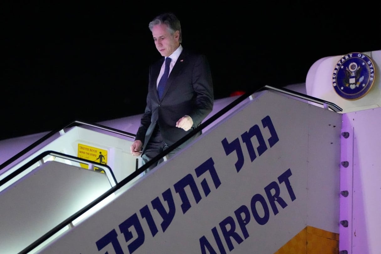 Le secrétaire d’État américain Antony Blinken arrive à Tel-Aviv, le 6 février 2024. © Mark Schiefelbein / POOL / AFP