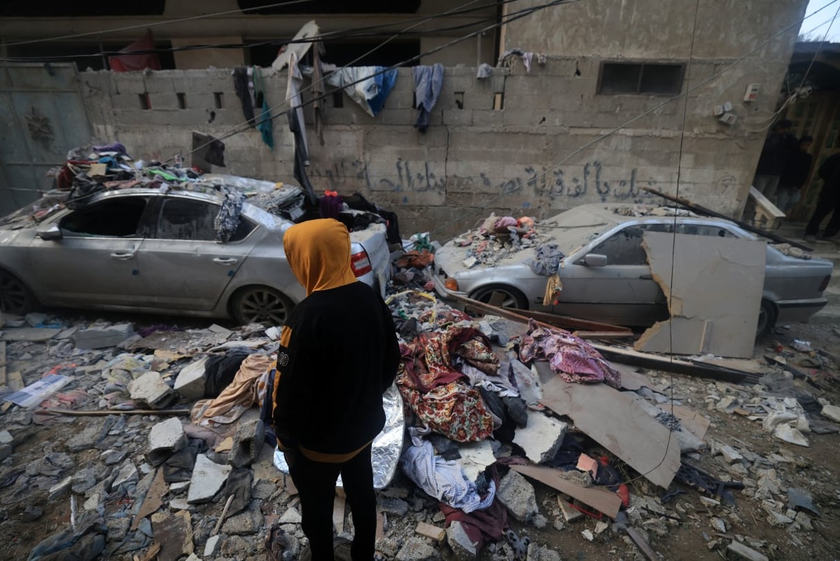 Après un bombardement israélien à Rafah, le 9 février 2024. © Mahmud Hams / AFP