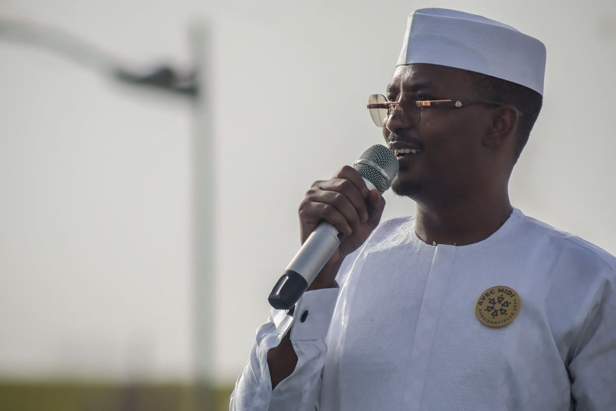 Mahamat Idriss Déby Itno est entré en campagne le 14 avril 2024 pour l’élection présidentielle tchadienne du 6 mai. © Denis Sassou Gueipeur / AFP