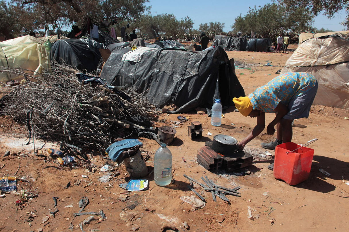 Camp de migrants dans le gouvernorat de Sfax, le 4 mai 2024. © HAMMI/SIPA