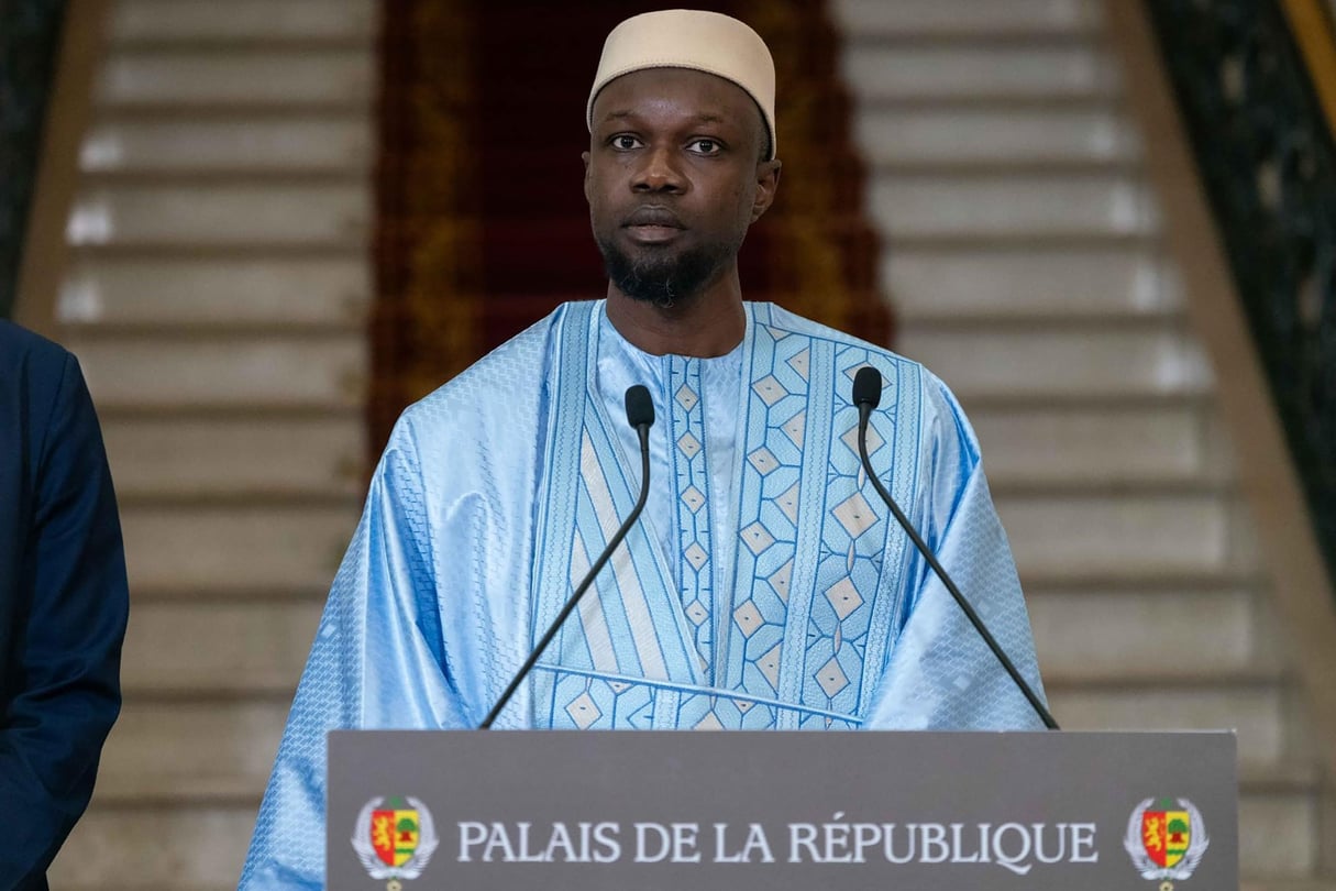 Ousmane Sonko, Premier ministre du Sénégal, annonce la composition du gouvernement à Dakar, le 6 avril 2024. © Primature du Sénégal