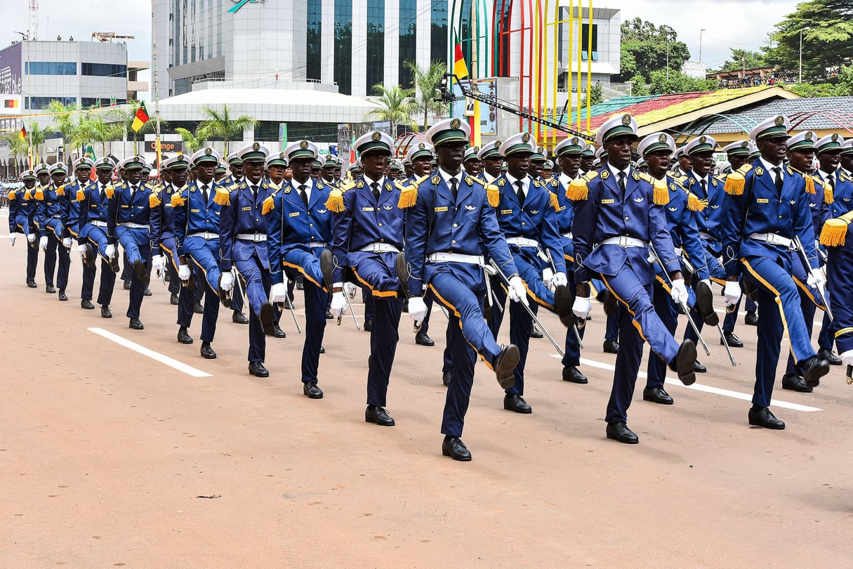 Défilé des élèves de l’École militaire inter-armées (Emia) lors de la fête nationale, à Yaoundé, le 20 mai 2023. © Chine Nouvelle / SIPA