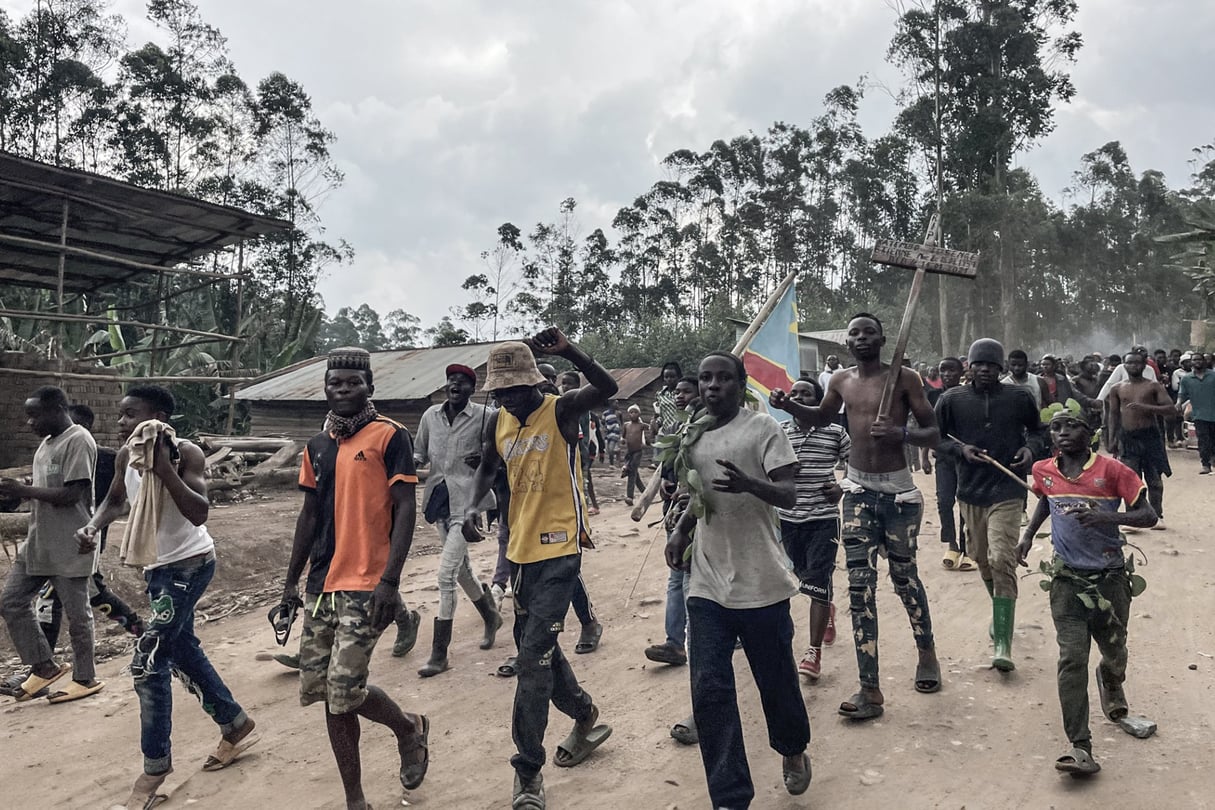 Manifestation de protestation à Butembo (RDC) face à la percée du M23 dans la région. Le 15 juillet 2024. © Yassin Kombi