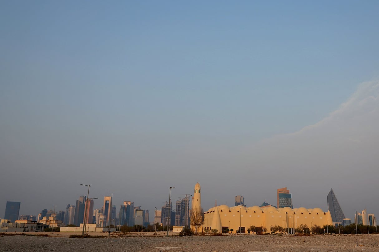 Mosquée Imam Muhammad bin Abdul Wahhab, à Doha, à la veille des funérailles du chef du Hamas, Ismaïl Haniyeh, le 1er août 2024. © Karim Jaafar / AFP