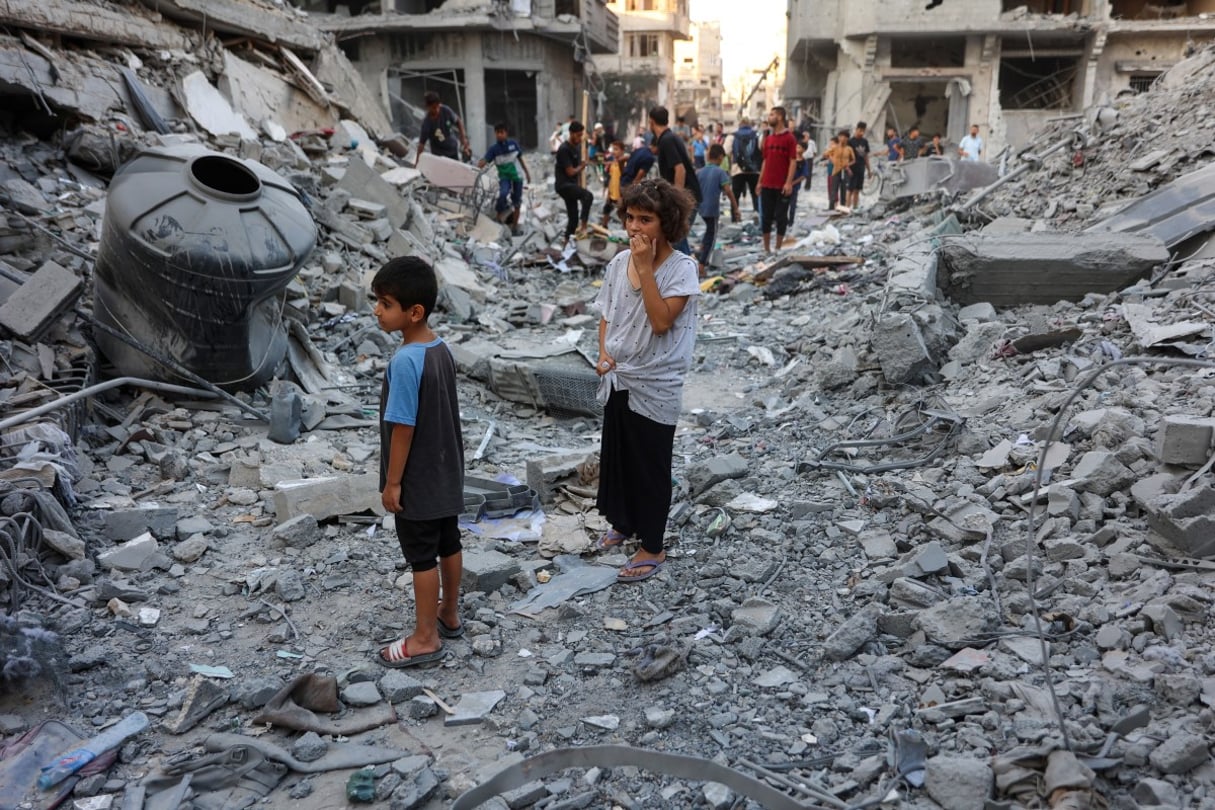 Dans le quartier Sheikh Radwan de la ville de Gaza après un bombardement israélien, le 11 août 2024. © Omar AL-QATTAA / AFP