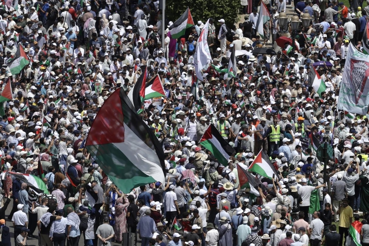 Manifestation en solidarité avec Gaza à Rabat, le 19 juillet 2025. Manifestation en solidarité avec Gaza à Rabat, le 19 juillet 2025.