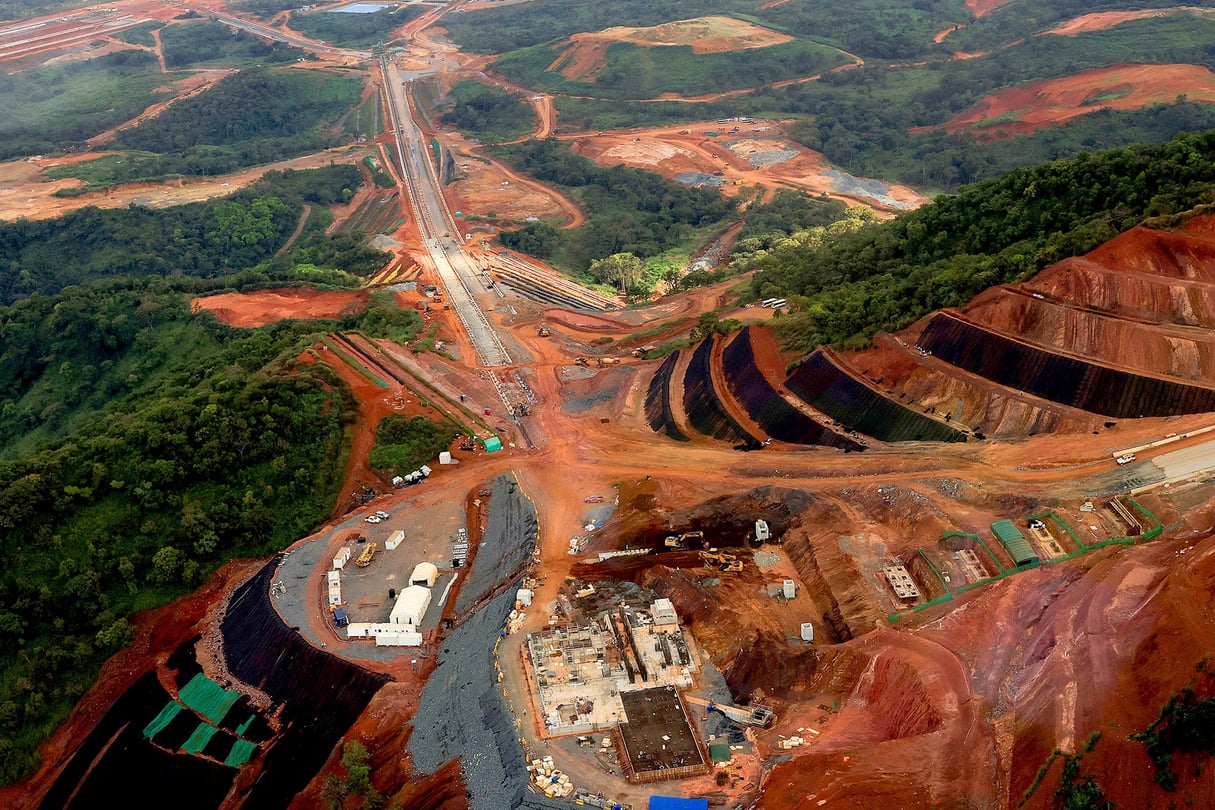 Les blocs 3 et 4 de la mine de Simandou exploitée par la coentreprise SimFer de Rio Tinto, le 4 novembre 2025.