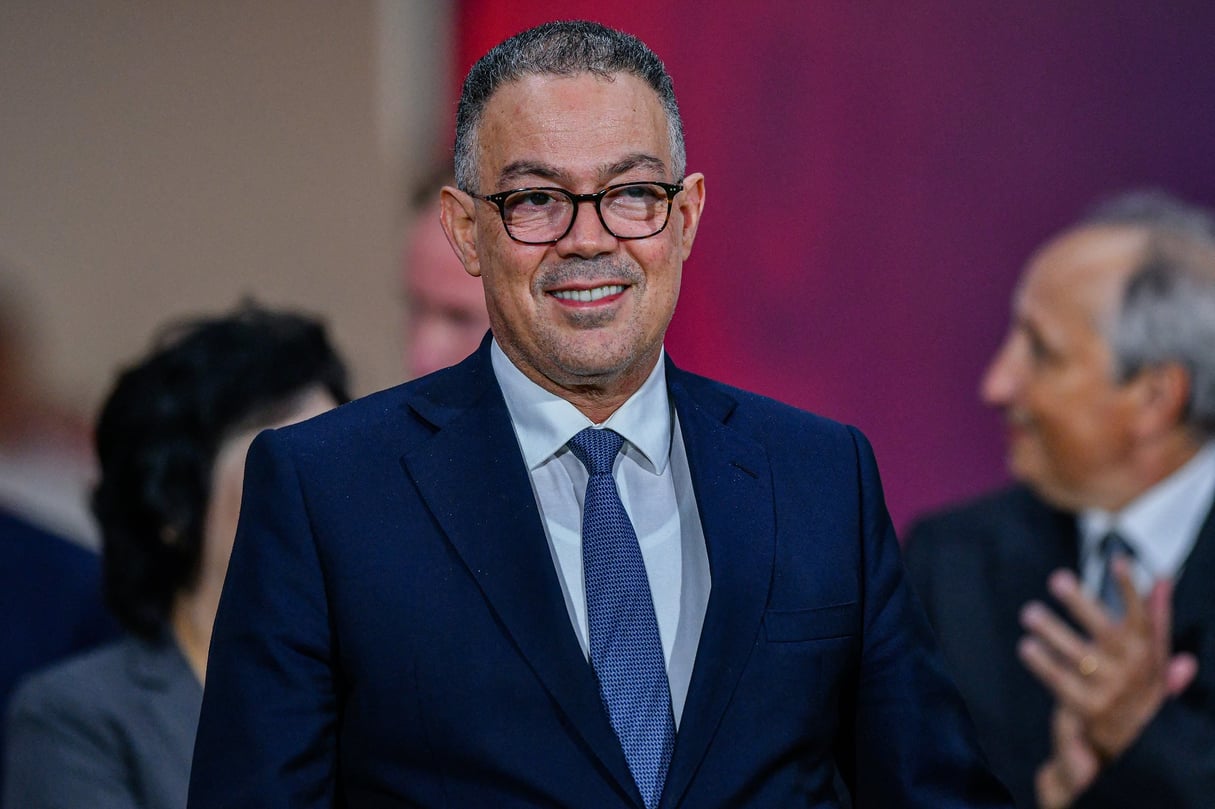 Fouzi Lekjaâ, président de la Fédération royale marocaine de football, lors du match pour la 1re ou 2e place de la Coupe du monde féminine U17 de la FIFA, au Maroc en 2025. © ANDREA AMATO/NurPhoto via AFP