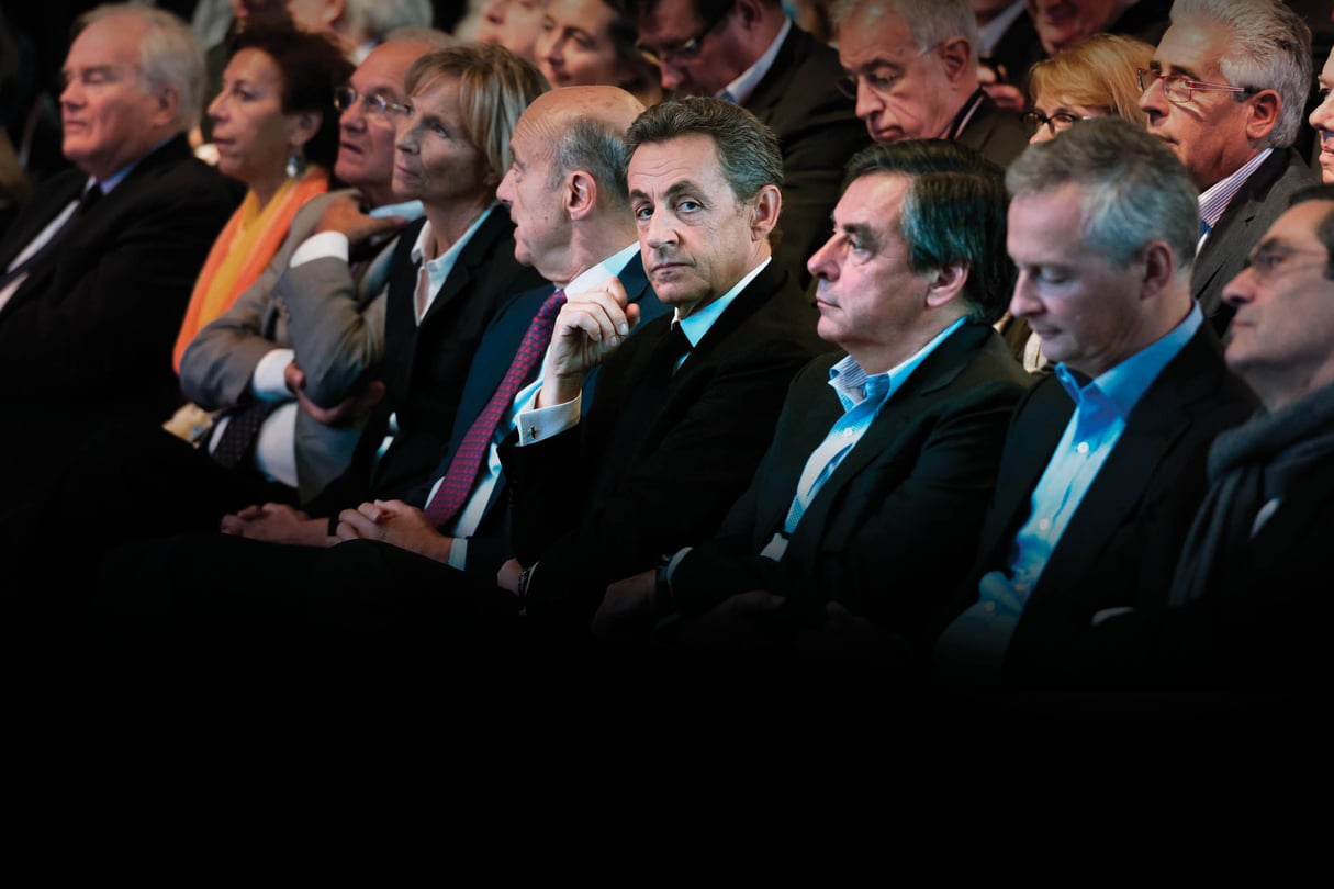 Juppé, Sarkozy, Fillon, Le Maire et les autres. Meeting pour les élections régionales,le 27 septembre, près de Paris. © WITT/SIPA