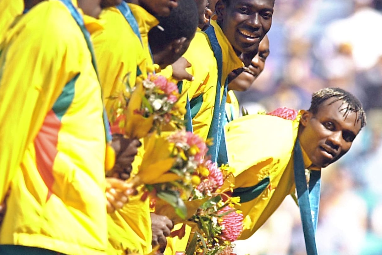 Stade olympique de Sydney, 30 septembre 2000	:des Lions en or massif. © Patrick Hertzog/AFP