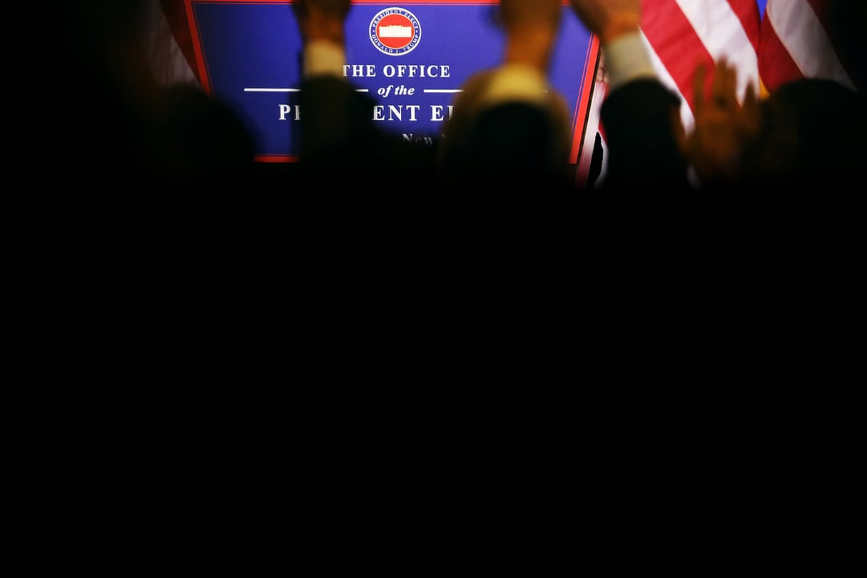 Conférence de presse à la Trump Tower, à New York, le 11 janvier. © Spencer Platt/Getty Images/AFP