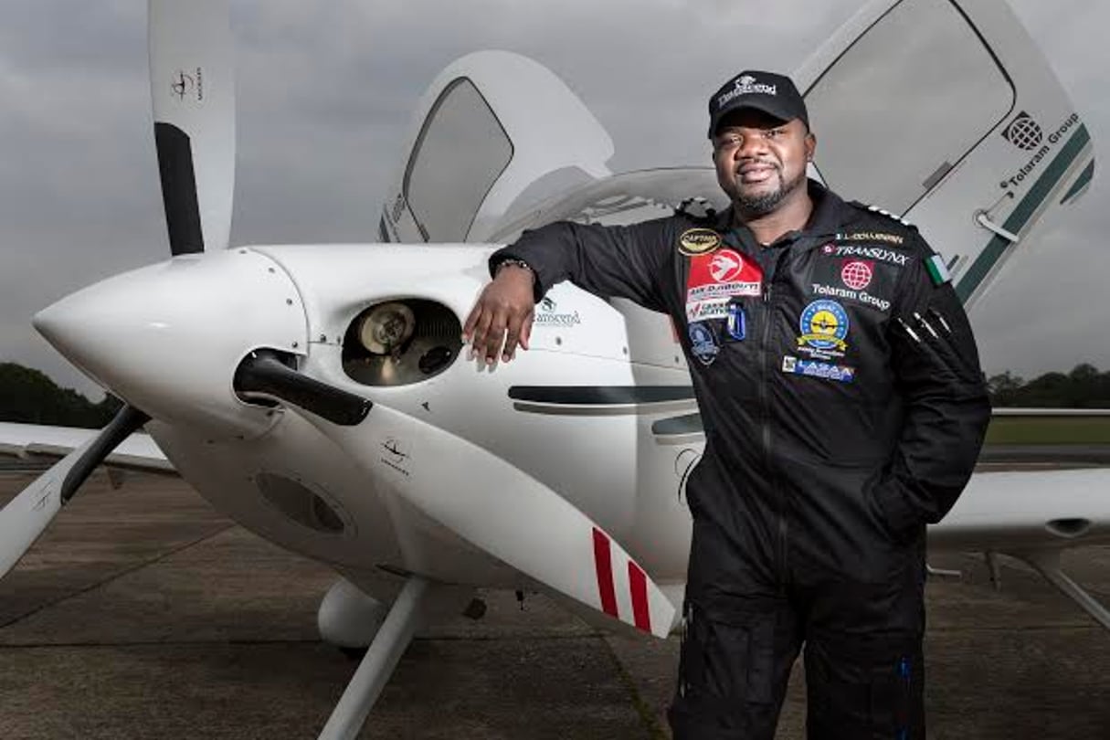 Ademilola Odujinrin, dit “Lola”, premier pilote africain à avoir réalisé le tour du monde en avion, le 29 mars 2017 à Washington. © Transcend Project / CC