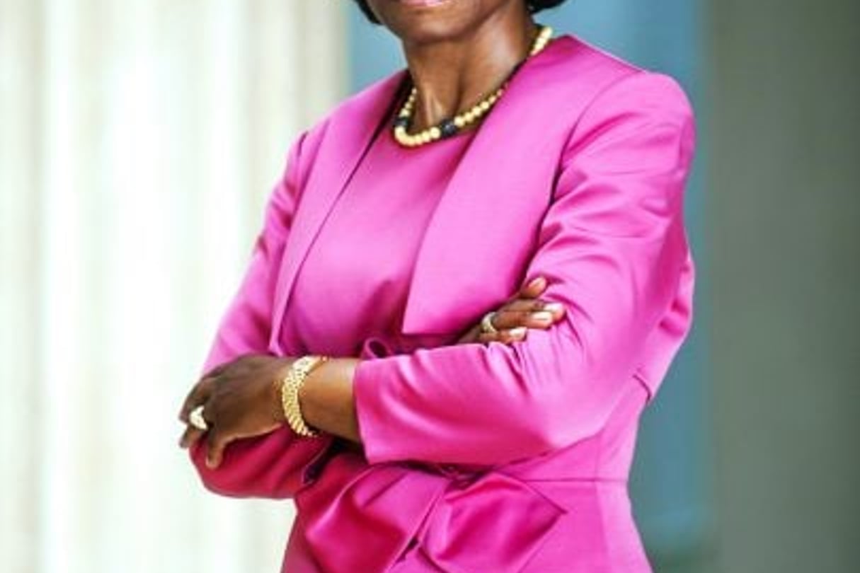 Marie-Madeleine Mborantsuo (ici le 17 mai à Libreville)n’apprécie guère d’être devenue le bouc émissaire de la crise postélectorale. © David Ignaszewski pour JA