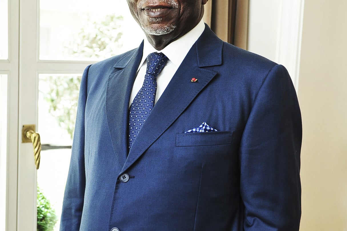 Guy Nzouba Ndama (Gabon), élu à la présidence de l’Assemblée nationale le 27 janvier 1997, il en démissionne le 31 mars 2016 en se déclarant opposé à la réélection d’Omar Ali Bongo à la tête de l’Etat. Le 5 avril, il annonce sa candidature à l’élection présidentielle d’août 2016. © Vincent Fournier/JA
