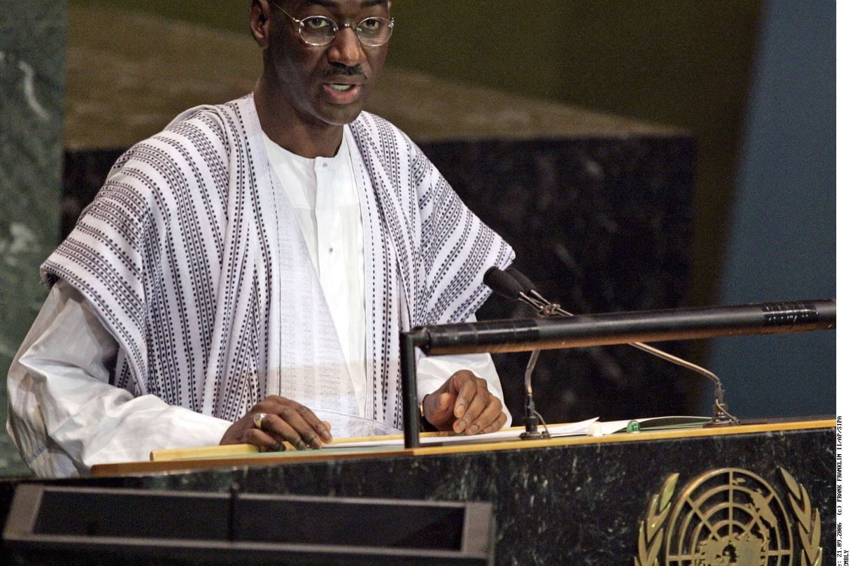 Moctar Ouane, devant l’Assemblée générale des Nations unies en 2006, lorsqu’il était ministre des Affaires étrangères. © Frank Franklin/AP/Sipa