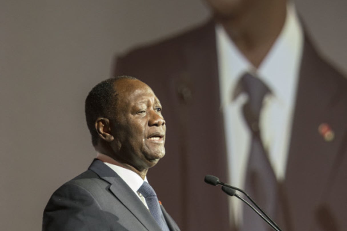 Cérémonie d’ouverture du Africa CEO Forum, le 26 mars 2018. Discours d’Alassane Ouattara, président de la Côte d’Ivoire. Photo d’illustration. © Jacques Torregano/CEO FORUM/JA