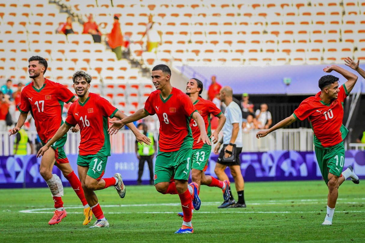  Le Maroc célèbre son but face à l’Iraq.
© Pascal Della Zuana /Icon Sport