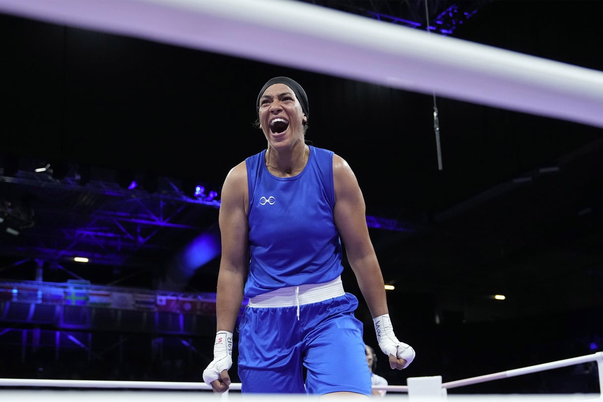 JAD20240801-JO-Foot-Féminin-Africain-Boxe-Photo-3 &copy; La Marocaine Khadija Mardi célèbre sa victoire © Ariana Cubillos/AP/SIPA