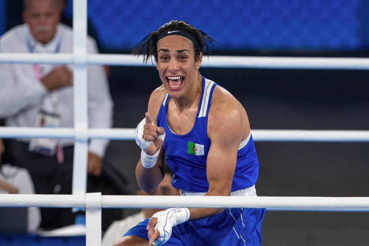 L’Algérienne Imane Khelif après sa victoire. © Aytac Unal / Anadolu via AFP