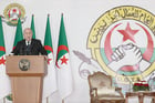 Le président algérien, Abdelmadjid Tebboune, à la Maison du peuple (siège de l’UGTA), à Alger, le 1er mai 2024. © DR