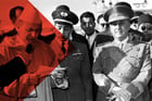 De g. à dr., le roi Mohammed V, le prince héritier Hassan et Francisco Franco, à l’aéroport Barajas, près de Madrid, en avril 1956. © Keystone,France/Gamma-Rapho