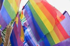 Des drapeaux arc-en-ciel utilisés lors de la Marche des fiertés, à Paris, le 29 juin 2024. © QUENTIN DE GROEVE/Hans Lucas via AFP