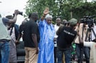 L’imam Dicko, lors d’un rassemblement à Bamako, le 21 août 2020, au lendemain du coup d’État qui a conduit à la chute d’Ibrahim Boubacar Keïta. © ANNIE RISEMBERG / AFP