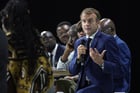 Le président français Emmanuel Macron lors du sommet de Montpellier, le 8 octobre 2021. © Daniel Cole/AP/SIPA.