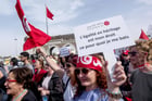 Manifestation à Tunis, le 10 mars 2018, pour exiger l’égalité entre les hommes et les femmes en matière d’héritage. Le projet de loi a été rejeté en 2019. Depuis, il est « enterré ». © Nicolas Fauque