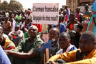 Lors d’une manifestation de soutien au capitaine Ibrahim Traoré, au Burkina Faso, le 20 janvier 2023. © VINCENT BADO/REUTERS