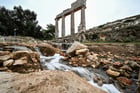 Les ruines de l’ancienne cité gréco-romaine de Cyrène (Shahhat) dans l’est de la Libye, à environ 60 kilomètres à l’ouest de Derna, le 21 septembre 2023, à la suite d’une inondation dévastatrice. © Ozan KOSE / AFP