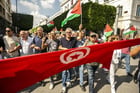 Manifestation de soutien aux Palestiniens, à Tunis, le 8 ctobre 2023. © Yassine Gaidi/Anadolu Agency/AFP