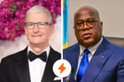 Le PDG d’Apple Tim Cook et le président congolais, Félix Tshisekedi. © JC Olivera/Getty Images/AFP ; Presidence de la République