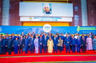 La présidente tanzanienne Samia Suluhu Hassan avec les chefs d’État et les partenaires institutionnels au Sommet africain de l’énergie à Dar es Salaam, les 27 et 28 janvier 2025. © SUNDAY GEORGE